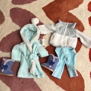 Winter American girl doll set robe pants milk boots